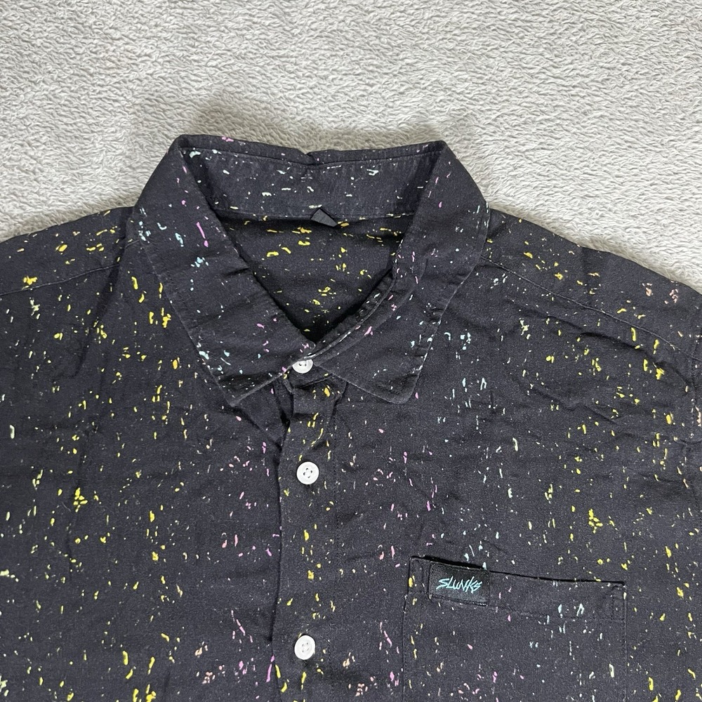 Slunks Shirt Mens Extra Large Beach Casual Short Sleeve Button Up Rayon Black - Picture 4 of 11